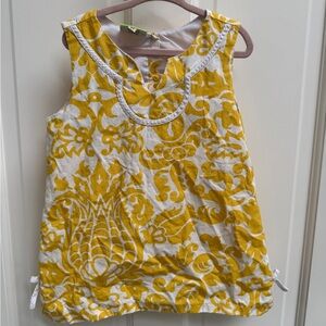 Le’ Za Me Yellow and White Floral Pattern Sleeveless Scoop Neck Dress Sundress